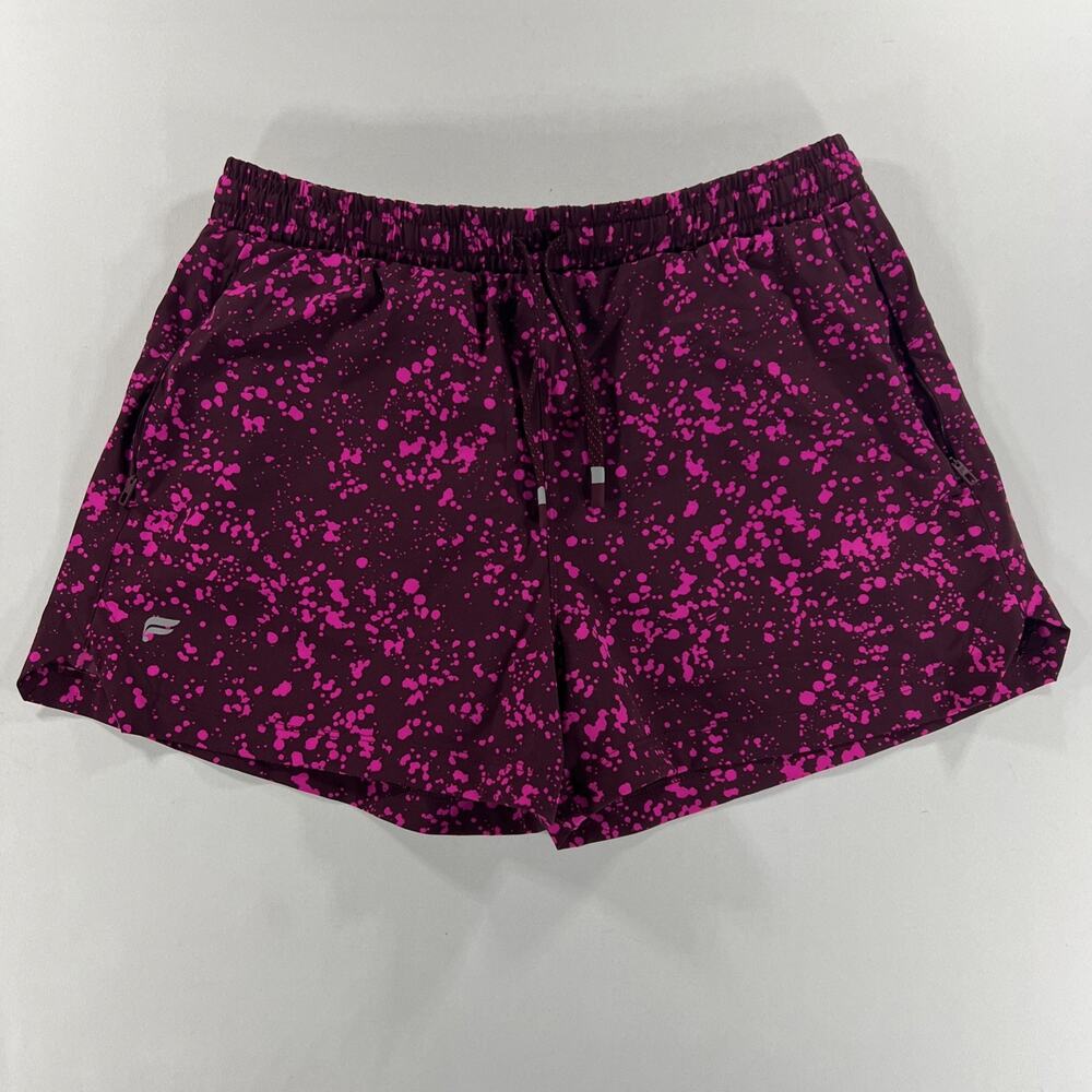 Fabletics Shorts Womens M Black Pink Running Athletic Drawstring Zip Pockets 3”